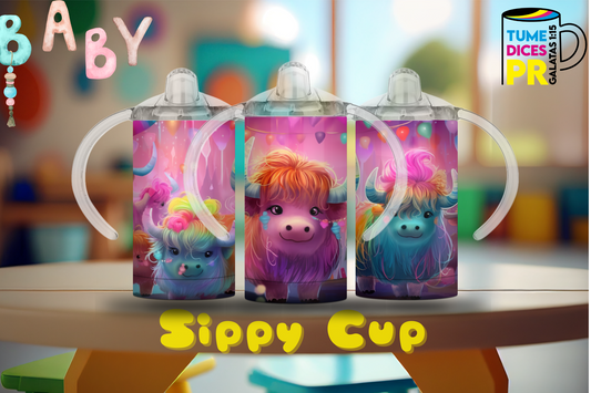 Sippy Cup Vaquitas de colores 12 oz | Acero inoxidable | Con sorbeto