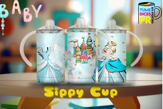 Sippy Cup Cenicienta castillo 12 oz | Acero inoxidable | Con sorbeto