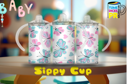 Sippy Cup Mariposas 12 oz | Acero inoxidable | Con sorbeto