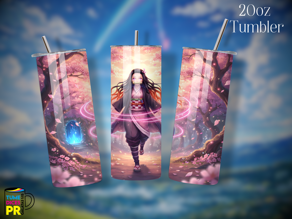 Tumbler Anime 2 Skinny 20 oz | Personalizable | Mantiene frío y calor