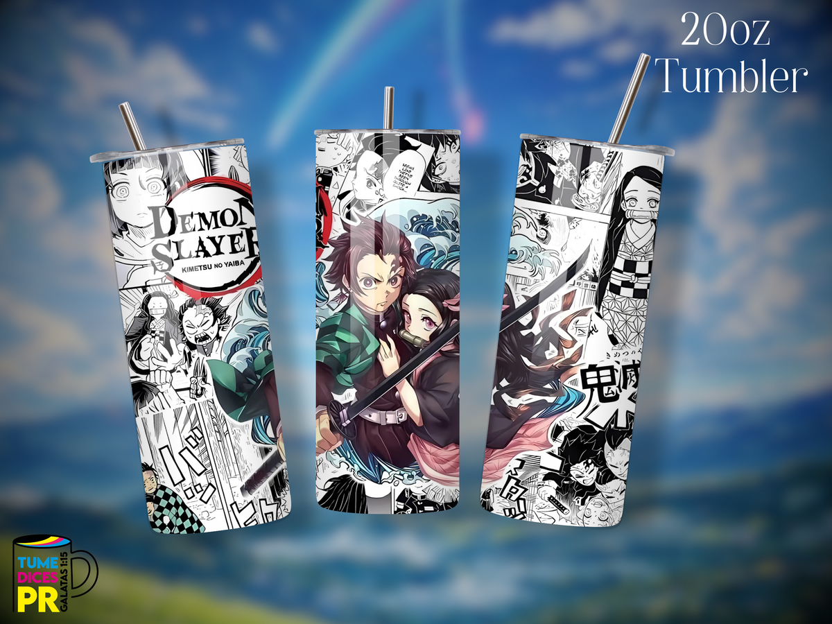 Tumbler Anime 2 Skinny 20 oz | Personalizable | Mantiene frío y calor