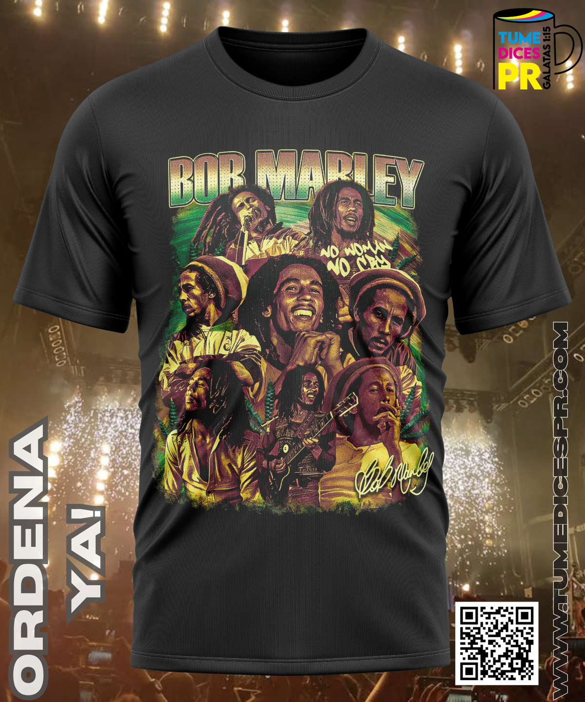 Camiseta BOB MARLEY | Algodón y poliéster | Tallas S–XL