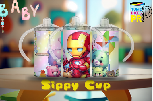 Sippy Cup Iron Man bebé 12 oz | Acero inoxidable | Con sorbeto