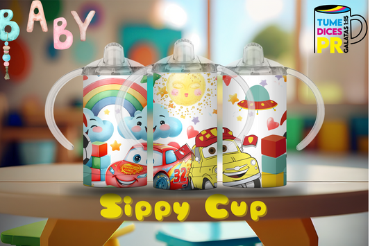 Sippy Cup Carros de juguete 12 oz | Acero inoxidable | Con sorbeto