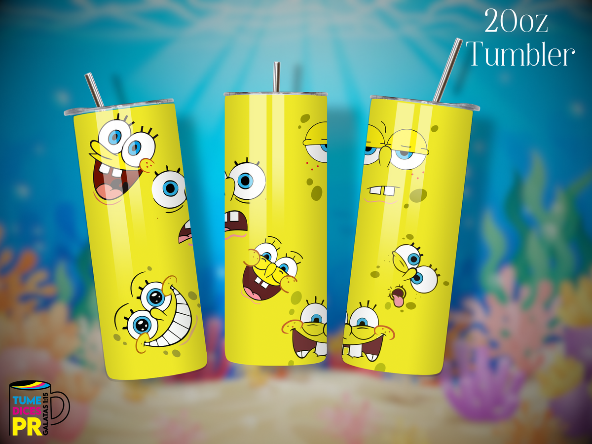Tumbler Bob Esponja Skinny 20 oz | Personalizable | Mantiene frío y calor