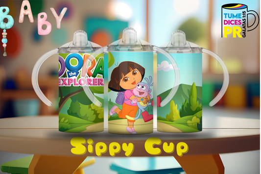 Sippy Cup Dora la Exploradora 2 12 oz | Acero inoxidable | Con sorbeto