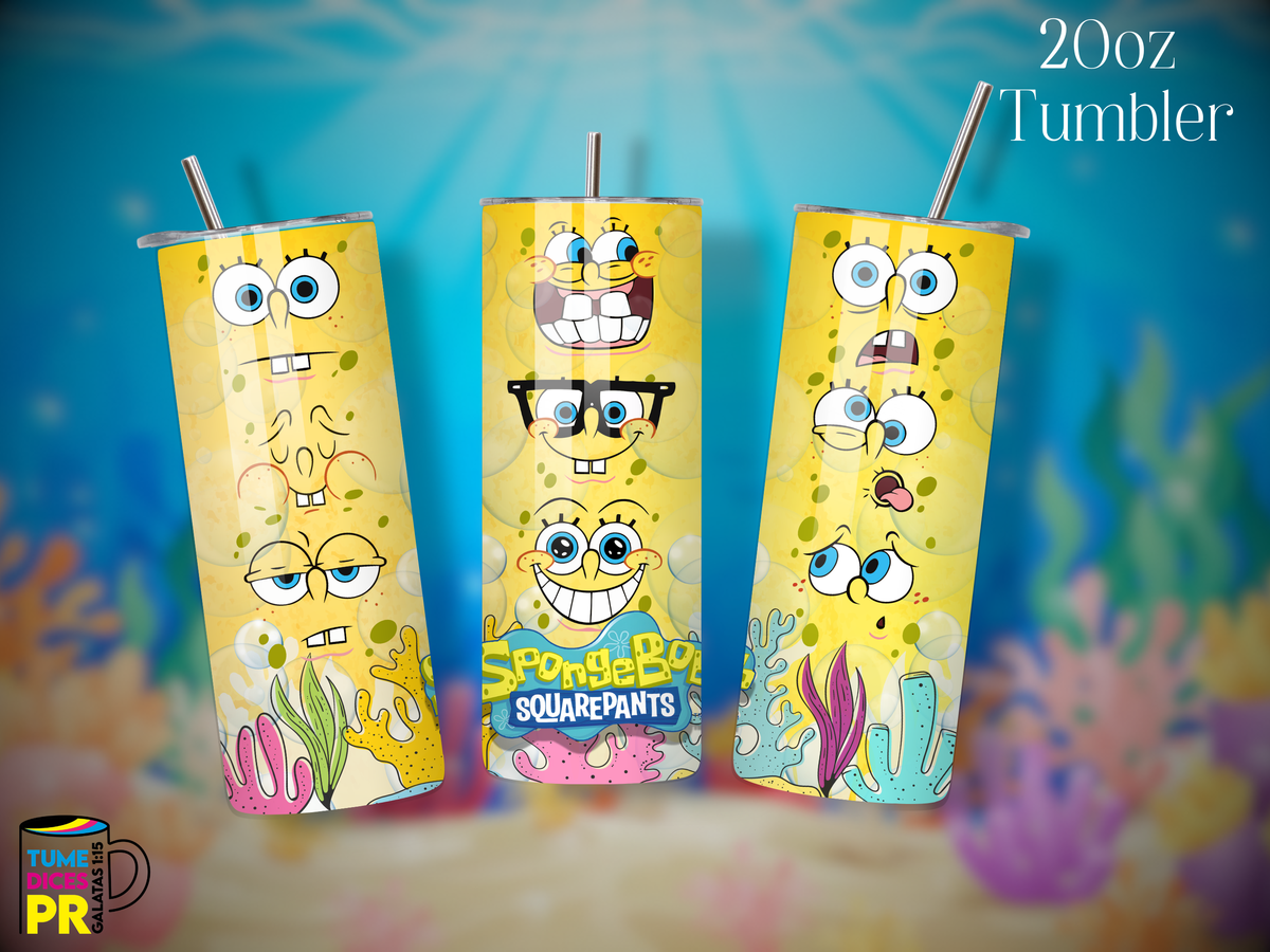 Tumbler Bob Esponja Skinny 20 oz | Personalizable | Mantiene frío y calor