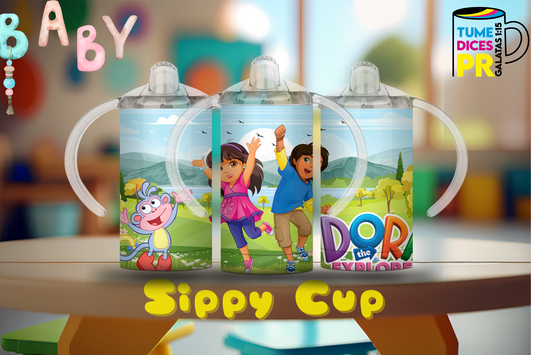Sippy Cup Dora y Diego 12 oz | Acero inoxidable | Con sorbeto
