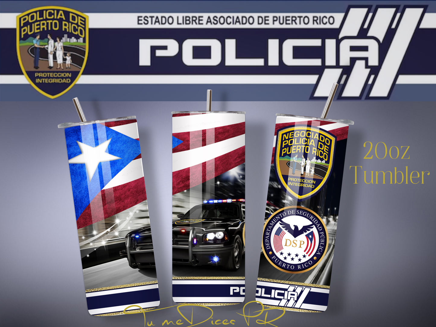 POLICIA PR Skinny Tumbler