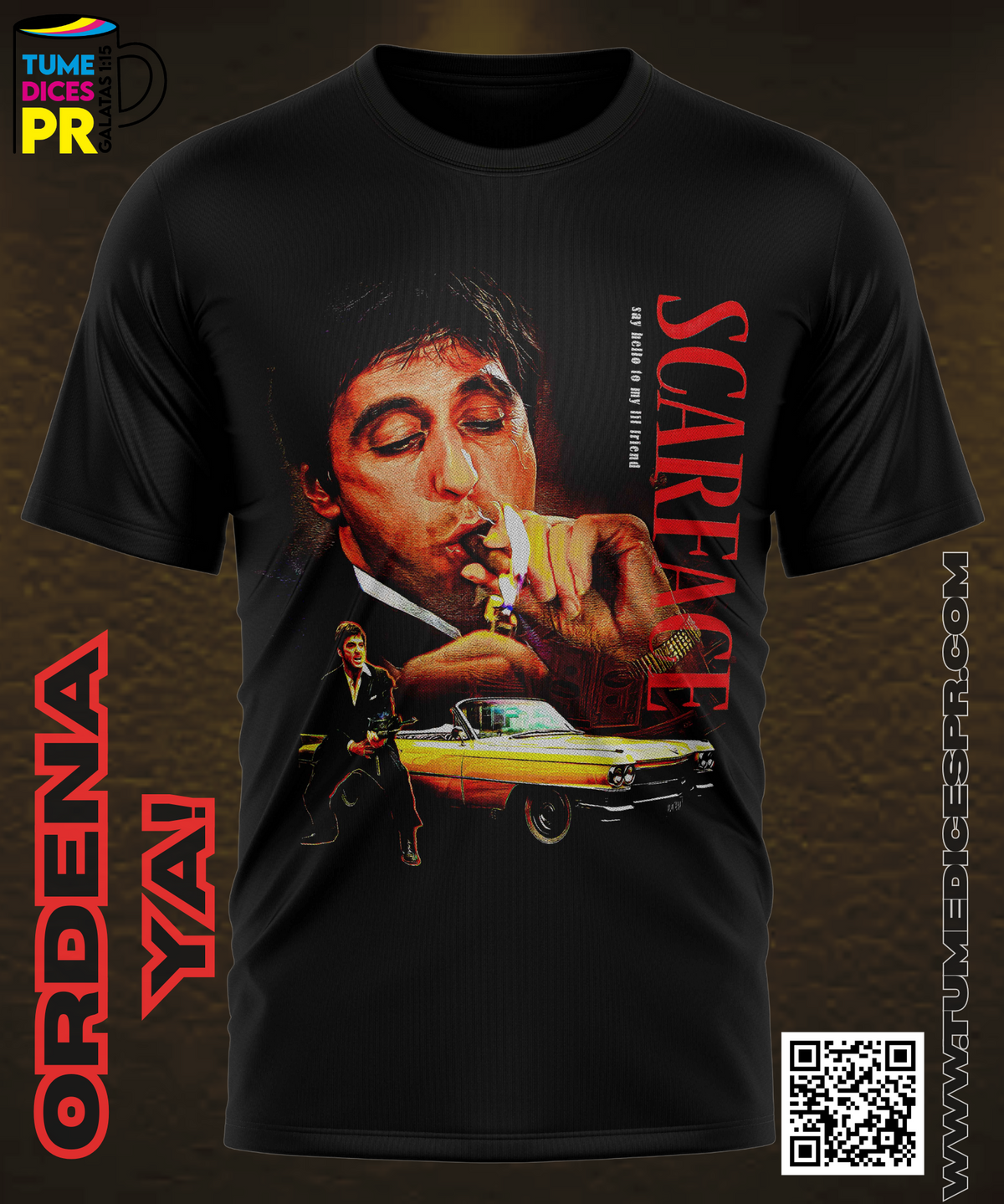 Camiseta SCARFACE | Algodón y poliéster | Tallas S–XL