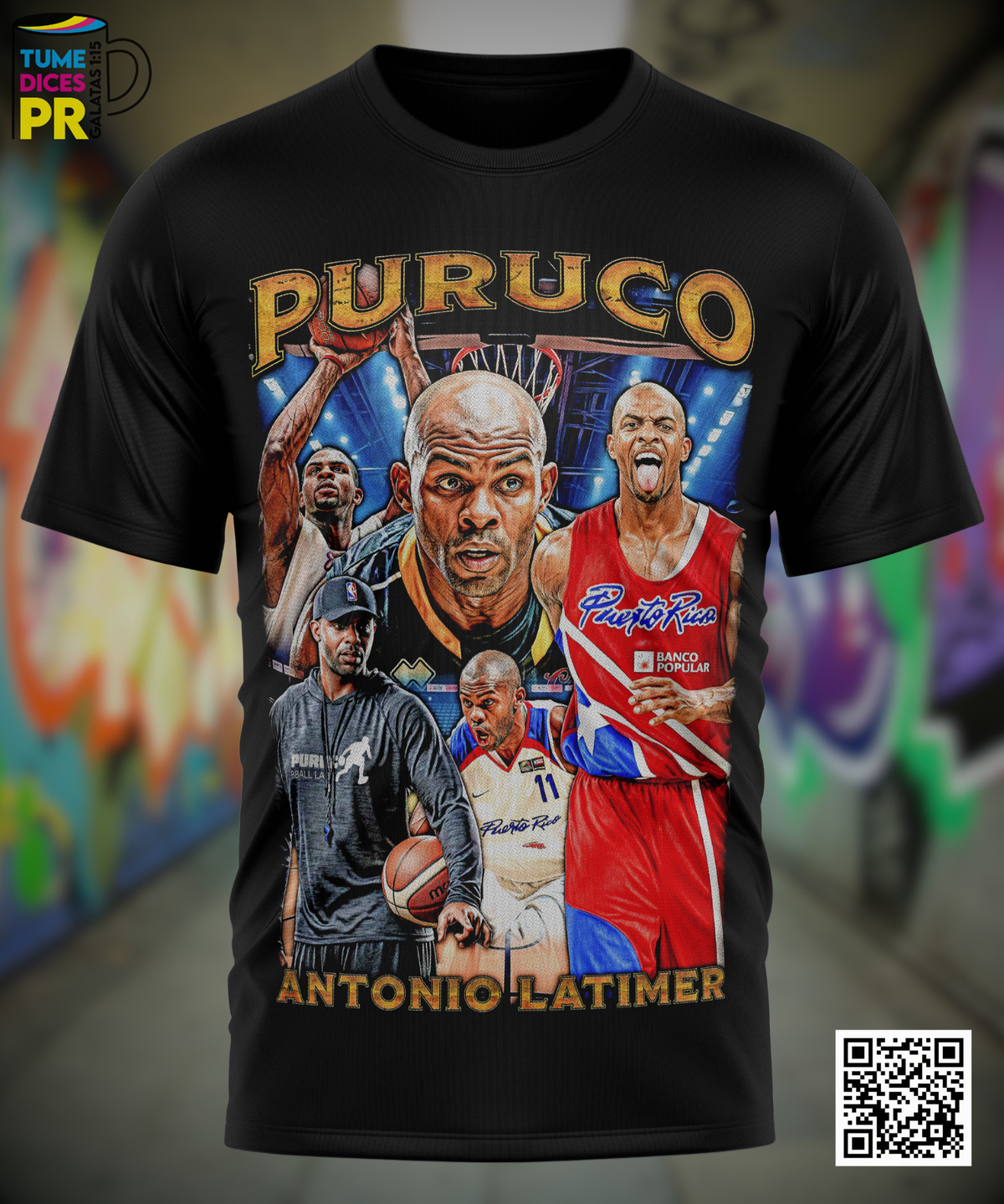 Camiseta BALONCESTO PR PURUCO LATIMER | Algodón y poliéster | Tallas S–XL