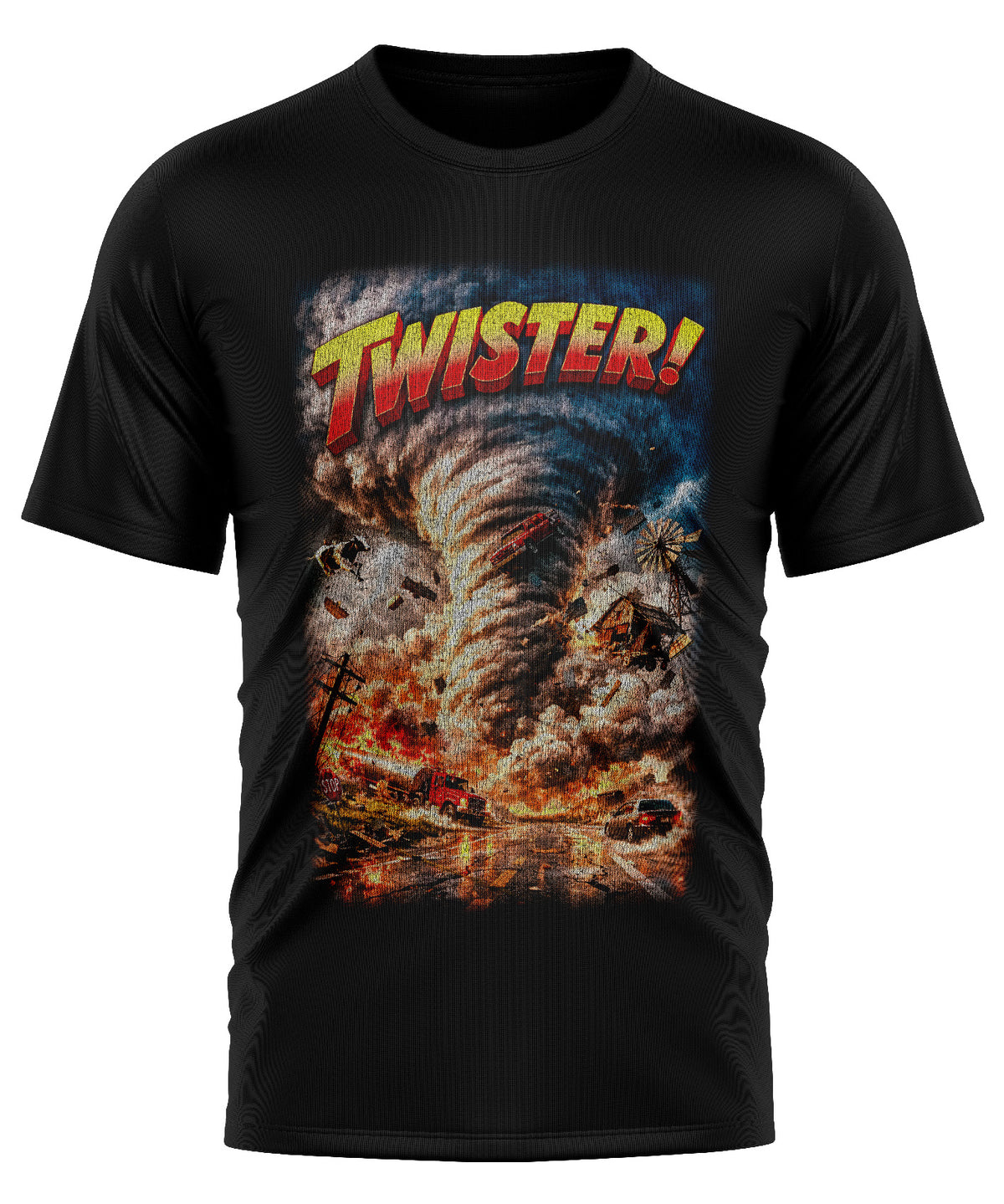 Twister Pelicula |Diseño Digital PNG Semitono para Camiseta Negra