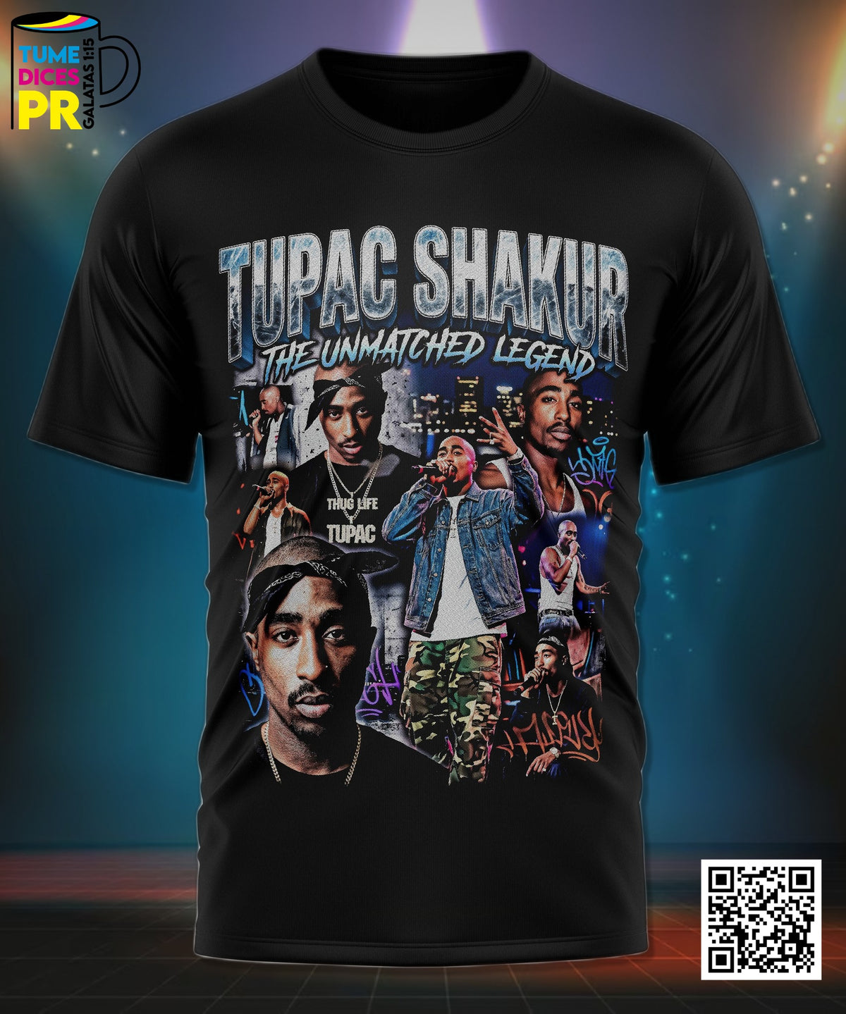 Camiseta TUPAC SHAKUR | Algodón y poliéster | Tallas S–XL