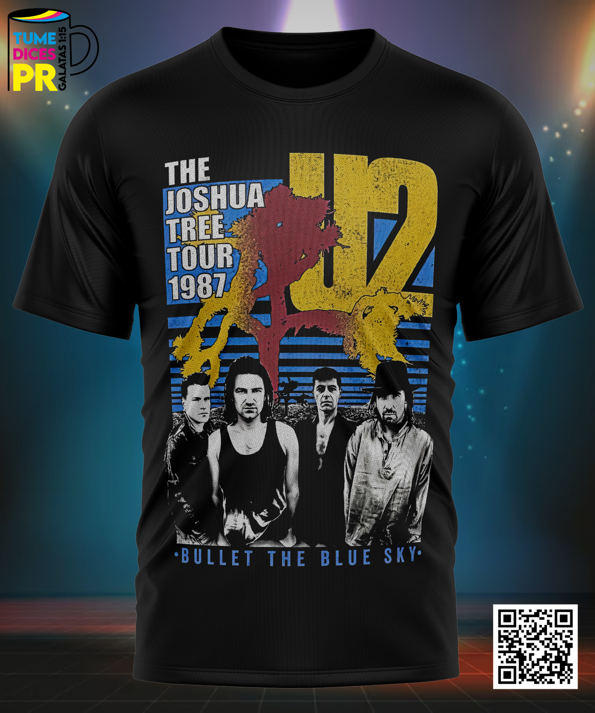 Camiseta U2 | Algodón y poliéster | Tallas S–XL