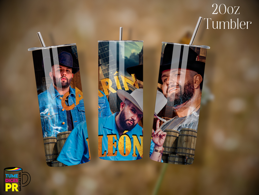 Tumbler Carín León Skinny 20 oz | Personalizable | Mantiene frío y calor