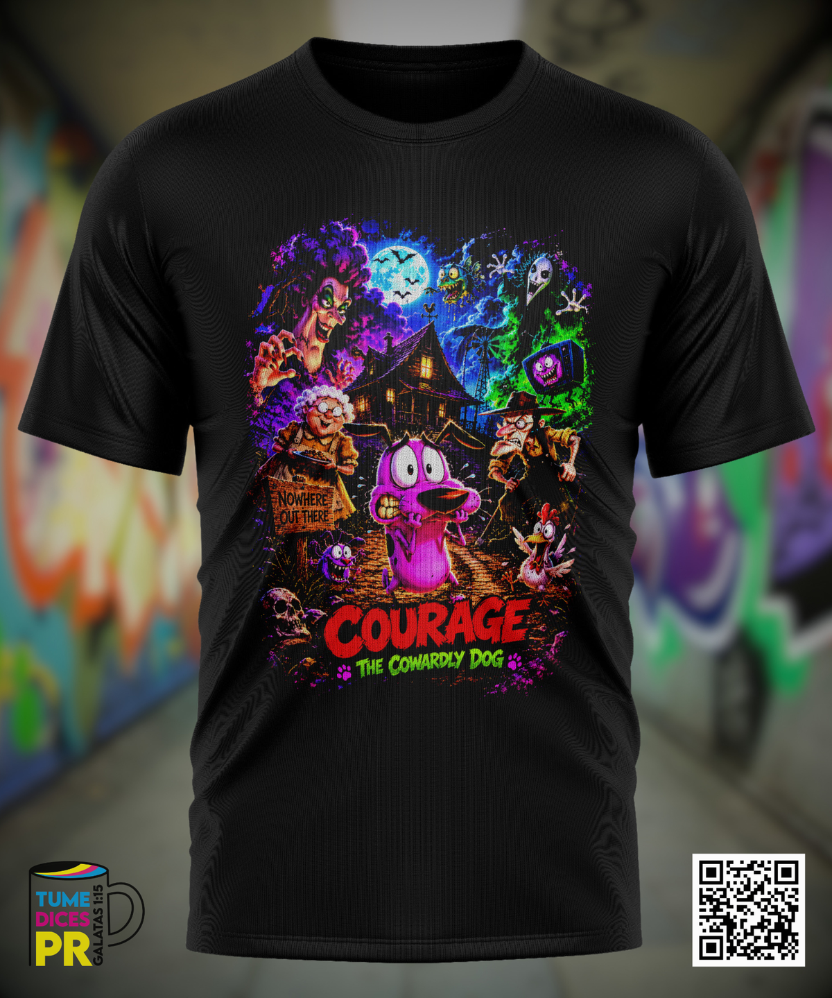 Camiseta COURAGE THE COWARDLY DOG | Algodón y poliéster | Tallas S–XL